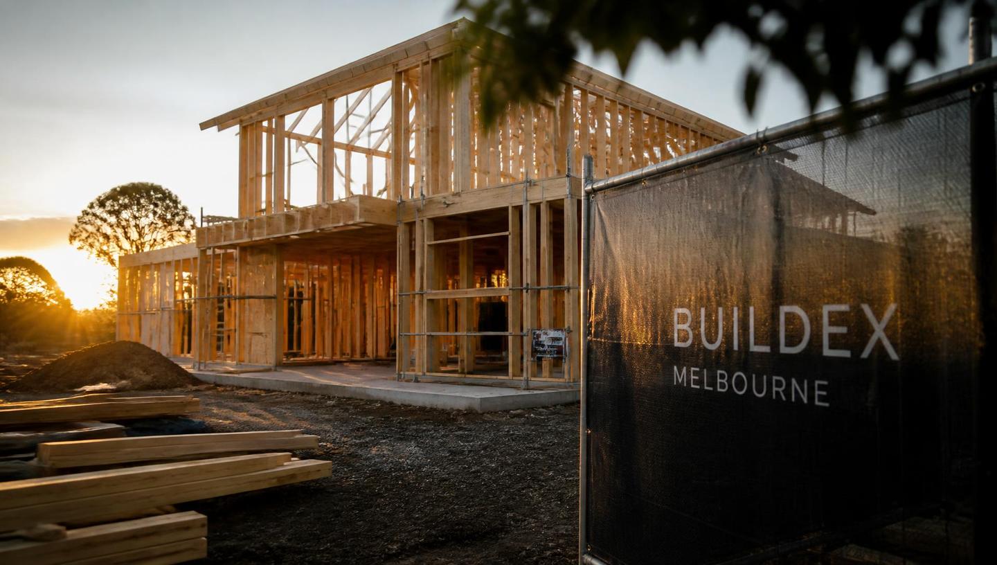 Residential home under construction at golden hour in Australia